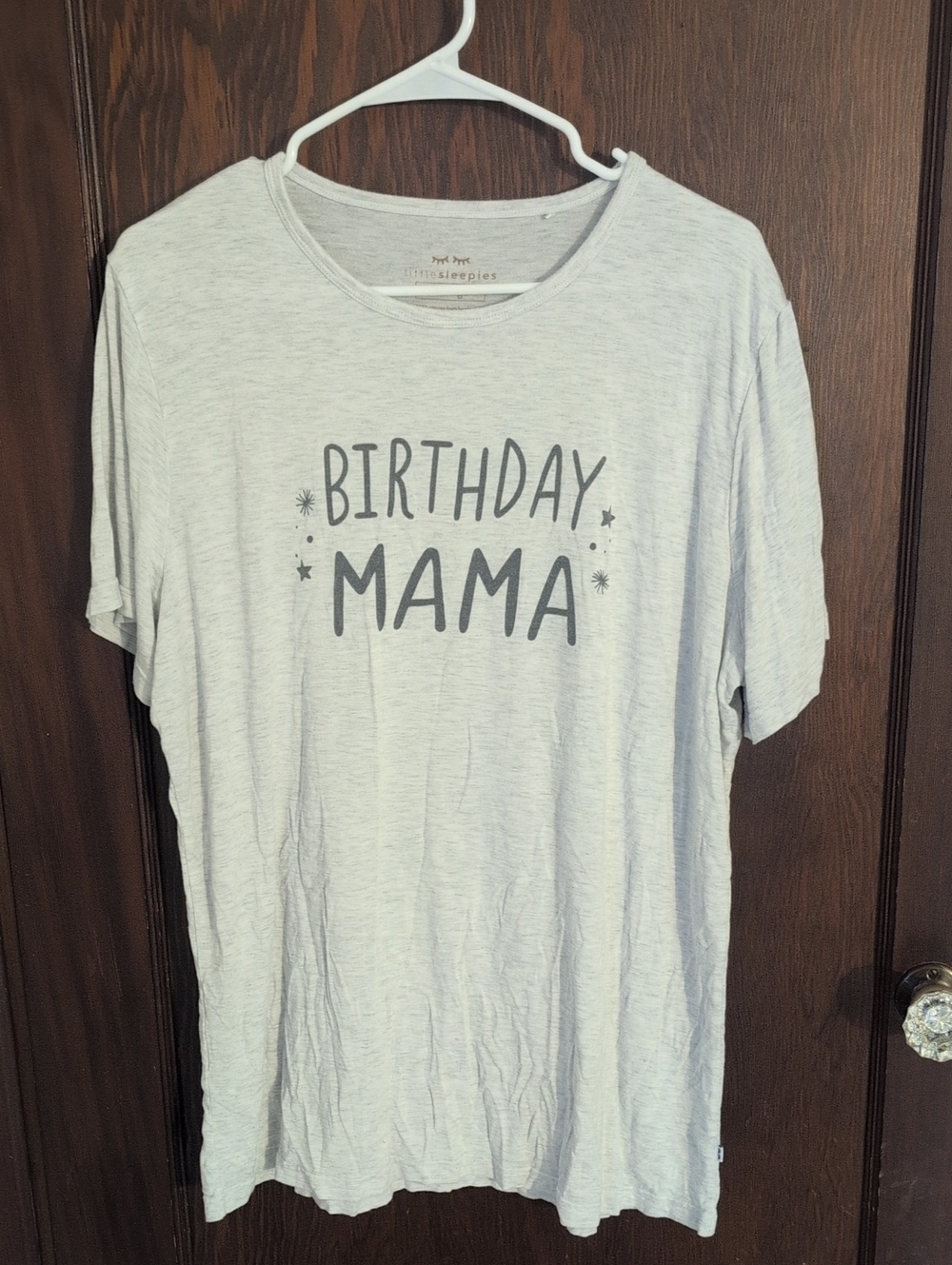 Little Sleepies Light Gray "Birthday Mama" Short Sleeve Tee